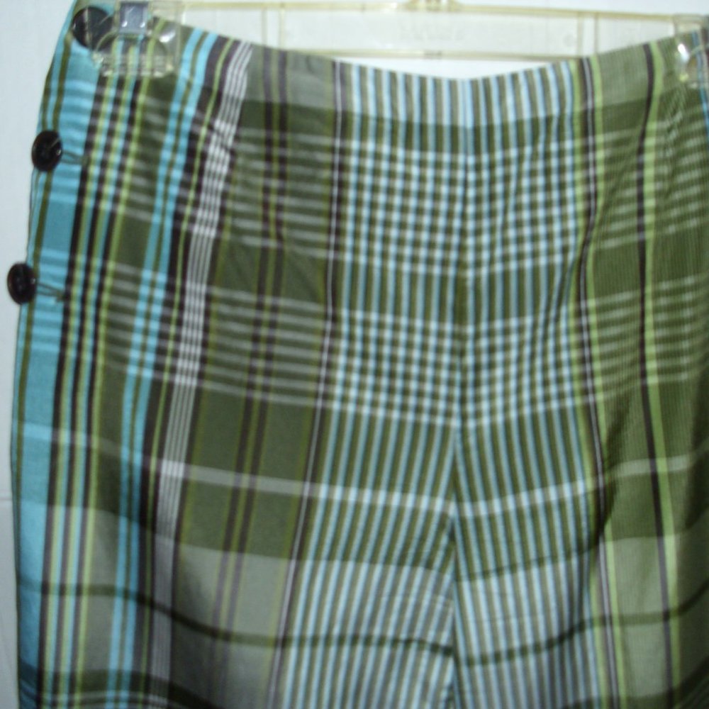 Talbots Plaid Stylish Fashionable Silk & Cotton Blend Pants Size: US 4 (S)